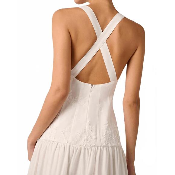 NEW WE WORE WHAT ruched cup peplum midi dress in white